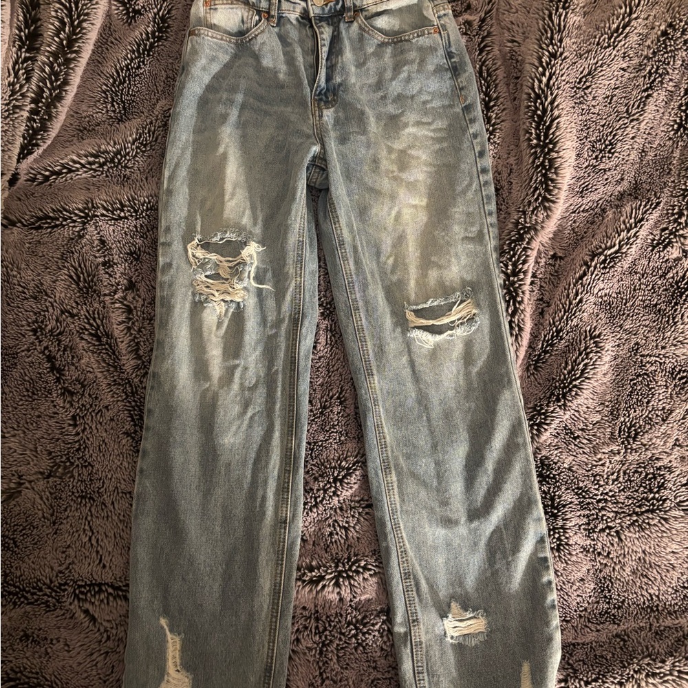 Urban Outfitters Distressed Blue Straight Leg Jeans